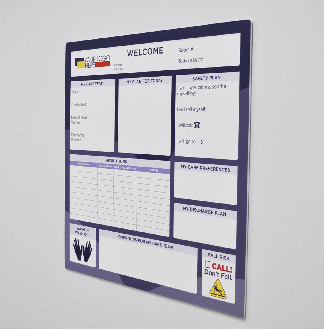 frameless behavioral patient care board