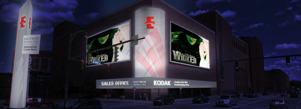 Mockup of the Kodak Center | 3D Signage Design Simulation